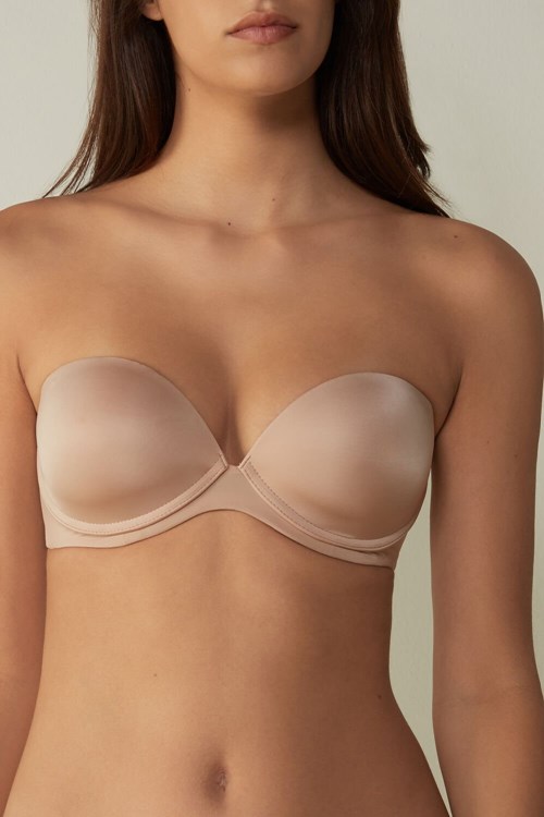 Intimissimi Anna Bandeau Bra in Ultralight Microfiber Natural - 044 - Soft Beige | 9407VKZAF