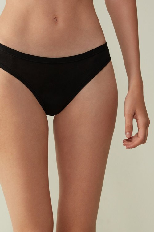 Intimissimi Brazilian Panties in Ultralight Supima® Cotton 019 - Black | 4901QOUNV