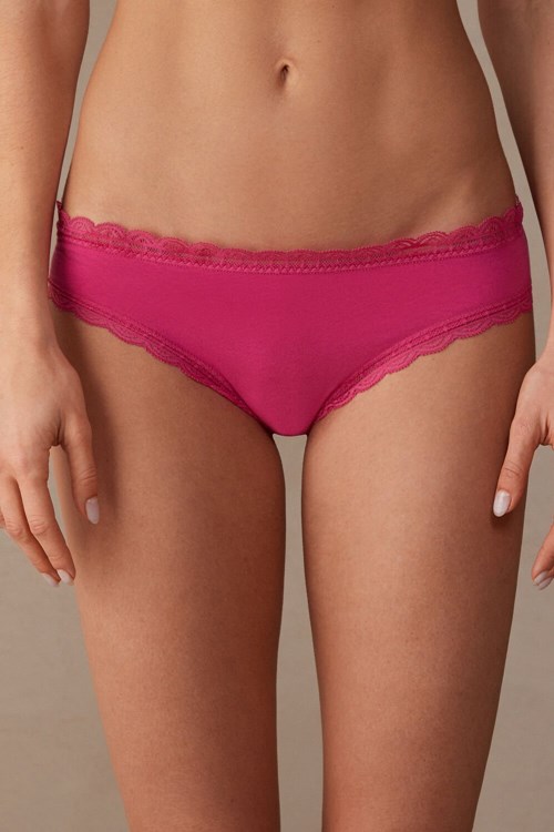 Intimissimi Cotton and Lace Panties Pink - 206j - Valentine Pink | 7412VXCIJ