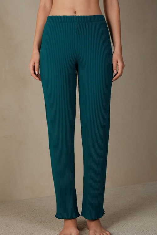 Intimissimi Cozy Mountains Ribbed Pants Green - 4572 - Evergreen | 3517RBOLH