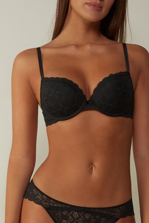 Intimissimi Elettra Super Push-up Bra in Lace Black - 019 - Black | 5743KXDEW