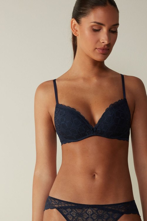 Intimissimi Gioia Super Push-Up Bra in Lace Blue - 1467 - Intense Blue | 2154QCVPI