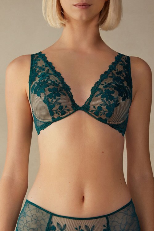 Intimissimi In Full Bloom Elena Balconette Bra Green - 4572 - Evergreen | 3517VHUIZ