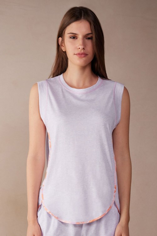 Intimissimi Iris and Apricot Ultrafresh Supima® Cotton Tank Top Violet - 3059 - Bianco | 9645DJPUH