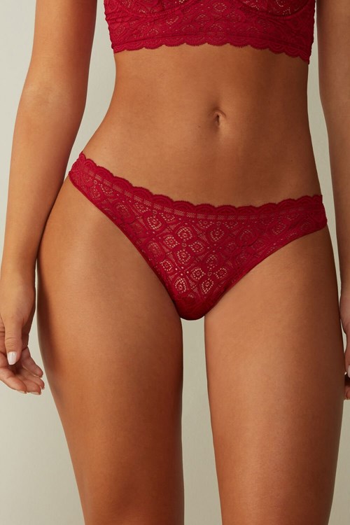 Intimissimi Lace and Microfiber Brazilian Red - 1473 - Red | 4916UOEZP