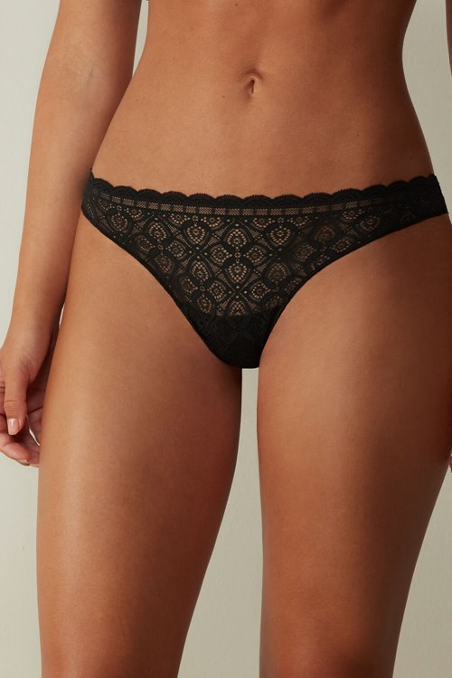 Intimissimi Lace and Microfiber Brazilian Black - 019 - Black | 6348PSIHW