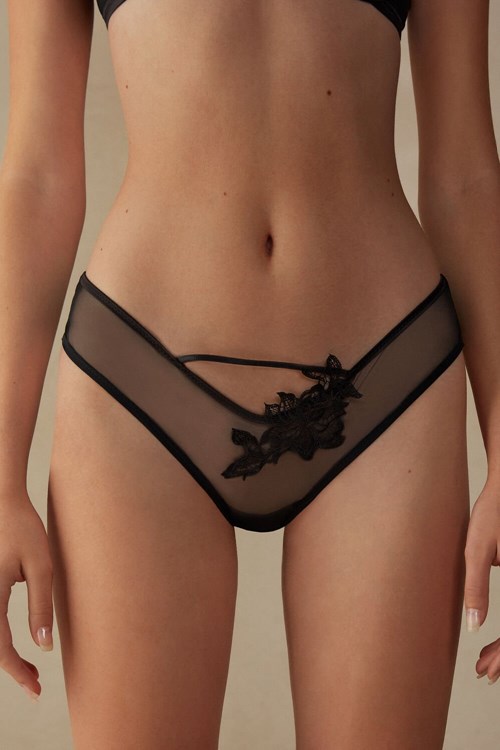 Intimissimi Layers of Lust ‘80s Style Brazilian Panties Black - 019 - Black | 4735GJDSF