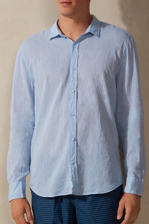 Intimissimi Linen and Cotton Shirt Light Blue - 979i - Light Blue | 9358RFEWY