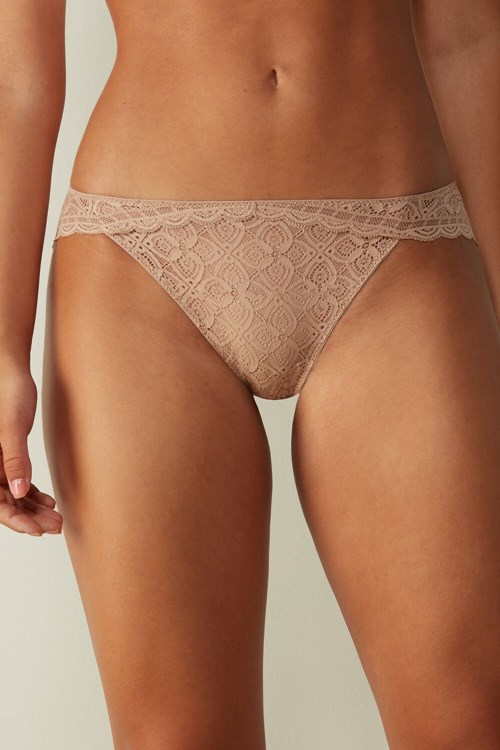 Intimissimi Low Rise Lace Panties Natural - 044 - Soft Beige | 0856WHEAI