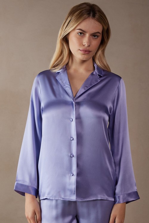 Intimissimi Mannish-Cut Jacket in Silk Satin Violet - 212j - Sweet Lavender | 1804ZLMWA