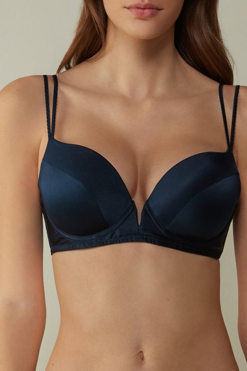 Intimissimi Mia Silk Super Push-Up Bra Blue - 1467 - Intense Blue | 3567UQRIE