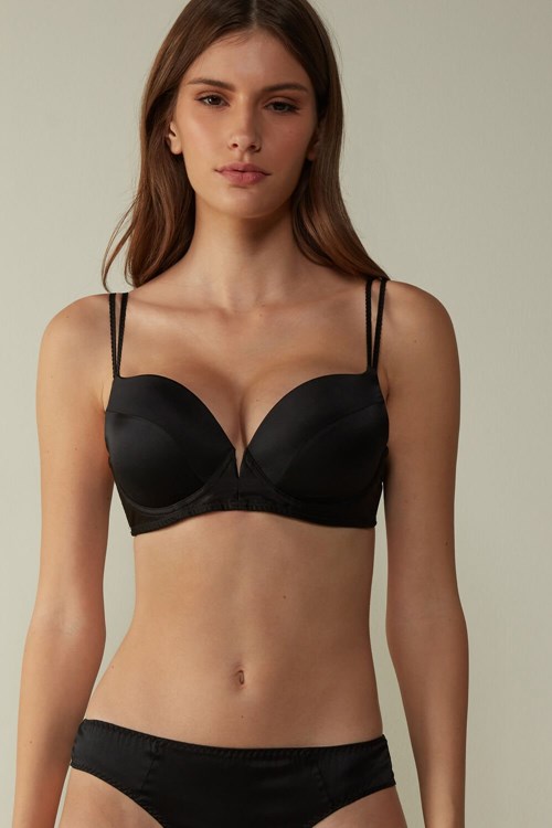 Intimissimi Mia Silk Super Push-Up Bra Black - 019 - Black | 7654LNBDZ