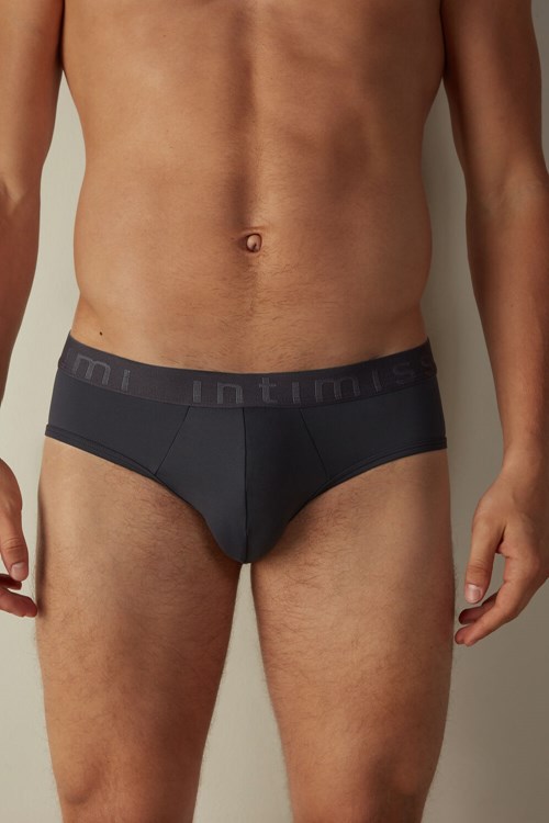 Intimissimi Microfiber Briefs with Logo Detail Grey - 9963 - Soot Grey | 1053EFWBK