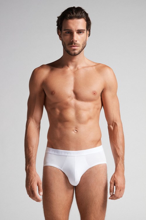 Intimissimi Microfiber Briefs with Logo Detail White - 001 - White | 6459SOWRM