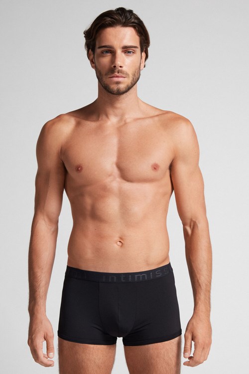 Intimissimi Microfiber Logo Boxer Shorts Black - 019 - Black | 0193YQDNR