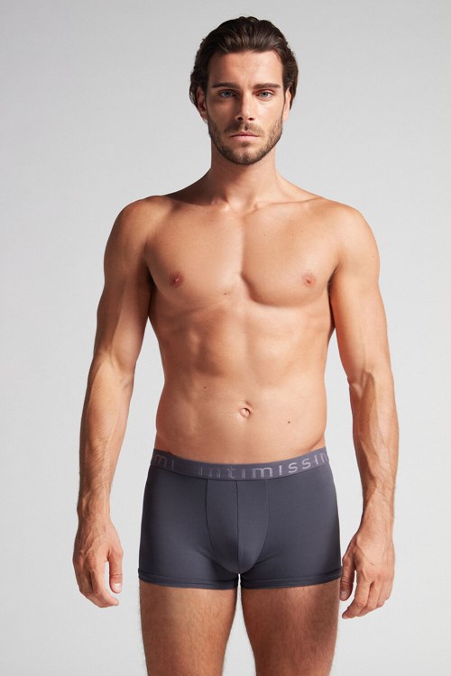 Intimissimi Microfiber Logo Boxer Shorts Grey - 9963 - Soot Grey | 1035XKBLP