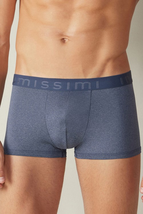 Intimissimi Microfiber Logo Boxer Shorts Blue - 5210 - Denim Blue Blend | 9172YTIBS