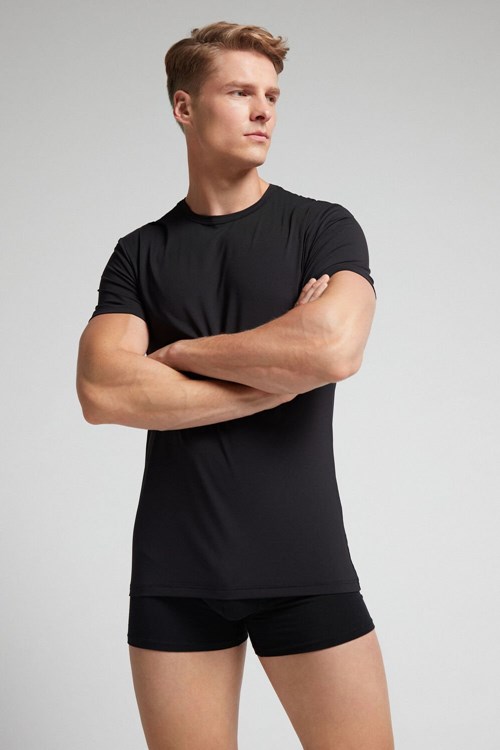 Intimissimi Microfiber T-shirt Black - 019 - Black | 0972TWEJA