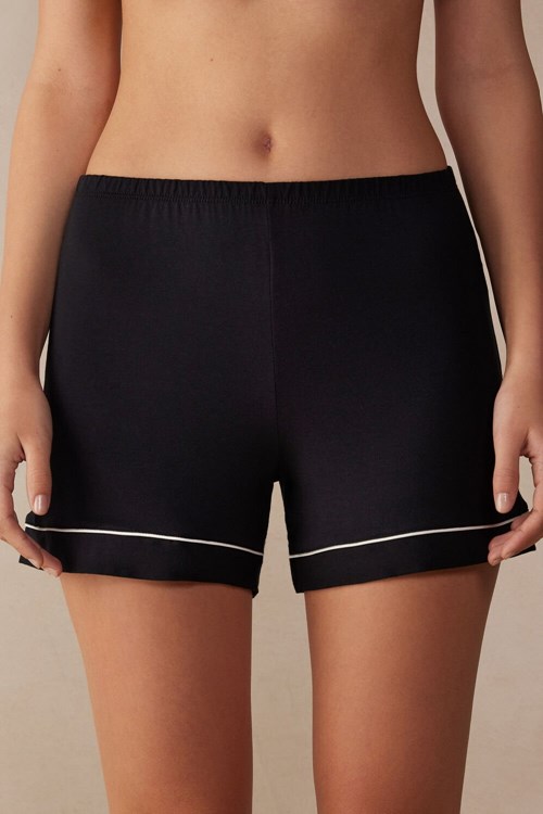 Intimissimi Modal Shorts with Contrast Trim Black - 019 - Black | 2156LTDKF