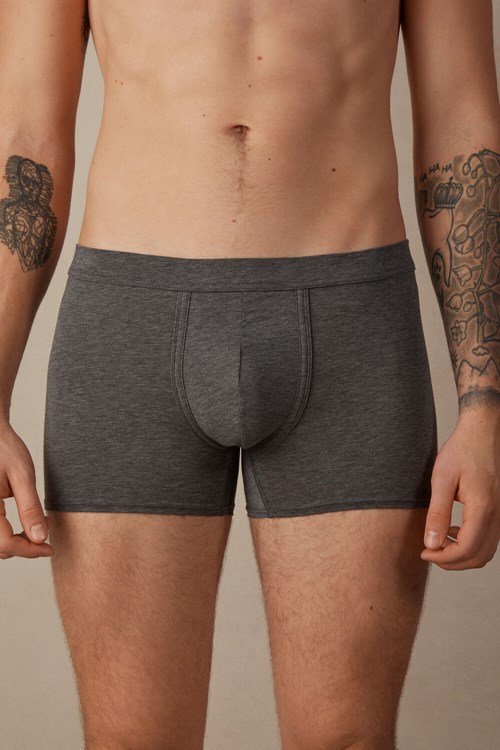 Intimissimi Natural Fresh Supima® Cotton Boxers Dark Grey - 5227 - Heathered Graphite Grey | 0136CHEWT