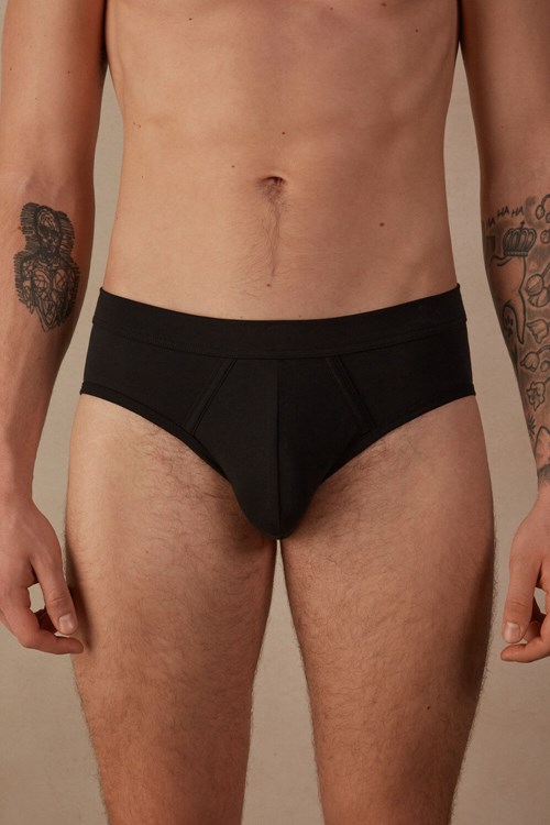 Intimissimi Natural Fresh Supima® Cotton Briefs 019 - Black | 0837CBXPQ