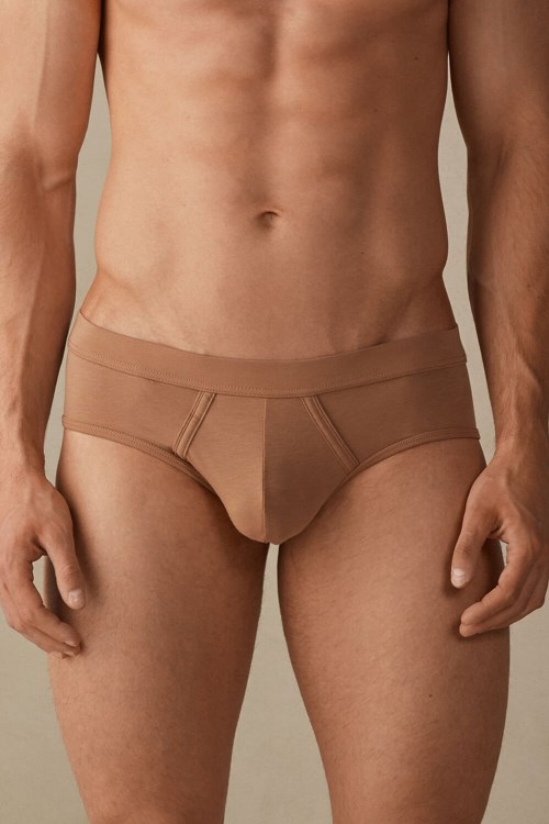 Intimissimi Natural Fresh Supima® Cotton Briefs Natural - 417i - Medium Beige | 3659QSFYW