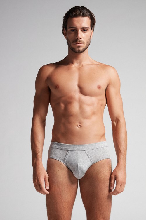 Intimissimi Natural Fresh Supima® Cotton Briefs Grey - 031 - Light Heathered Grey | 4013RWVTG