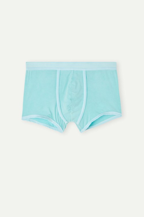 Intimissimi Natural Fresh Supima® Cotton Boxers with Logo Green - 321j - Aqua Green | 5209YXTSN