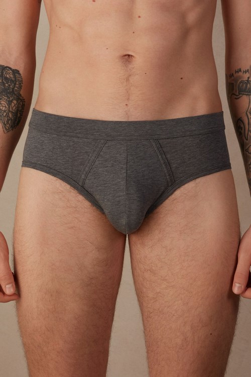 Intimissimi Natural Fresh Supima® Cotton Briefs Dark Grey - 5227 - Heathered Graphite Grey | 5316EQVDI