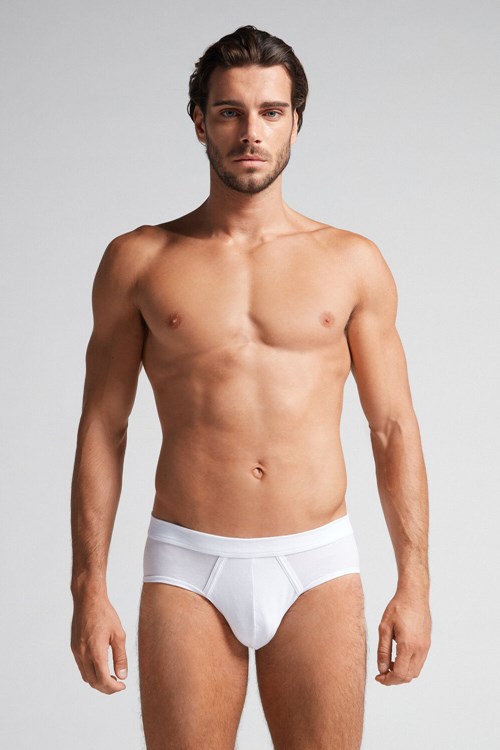 Intimissimi Natural Fresh Supima® Cotton Briefs White - 6986 - White / Blue | 6729PCIEV