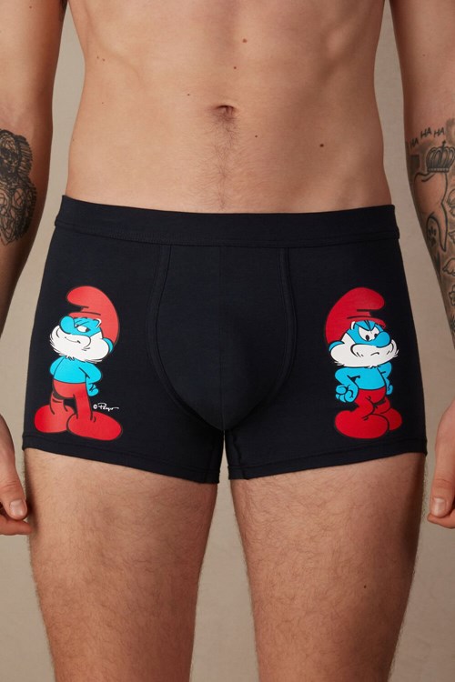 Intimissimi Papa Smurf Boxers in Stretch Supima® Cotton Blue - 800 - Midnight Blue | 1342WPIXM