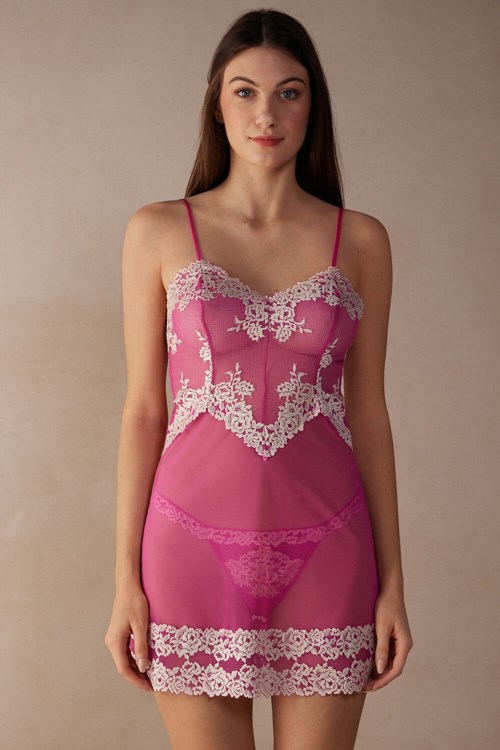 Intimissimi Pretty Flowers Babydoll Pink - 213j - Valentine Pink / Ivory | 9021OEYCS