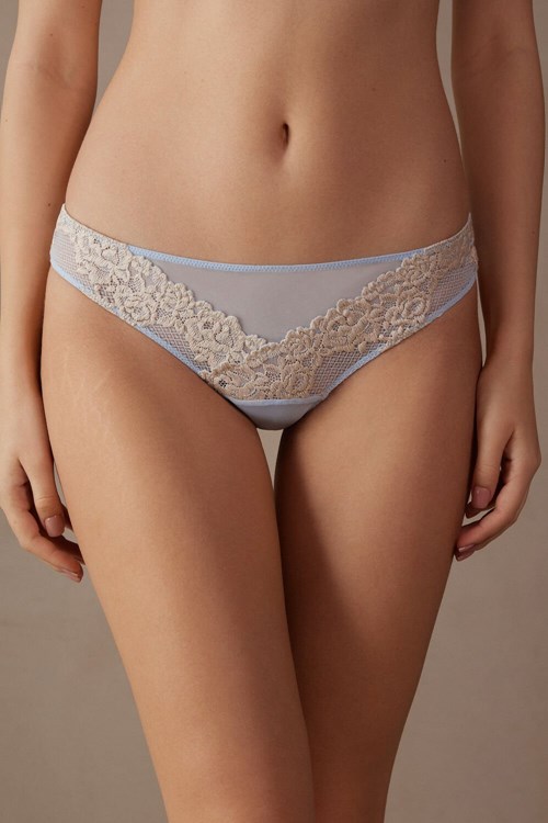 Intimissimi Pretty Flowers Brazilian Light Blue - 217j - Airy Blue / Ivory | 9632AITRF