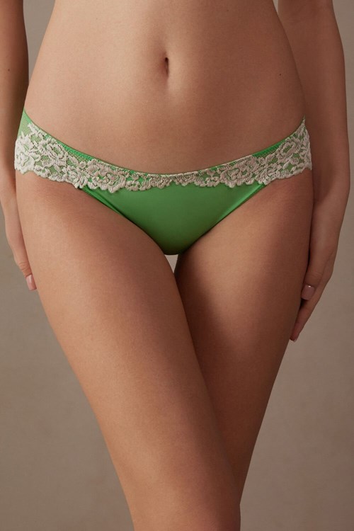 Intimissimi Pretty Flowers Panties Green - 215j - Apple Mint / Ivory | 7265ZCWTD