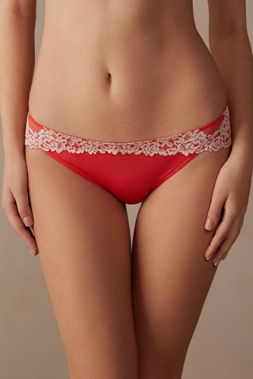 Intimissimi Pretty Flowers Panties Ivory - 216j - Flame Scarlet / Ivory | 6453GMEBU