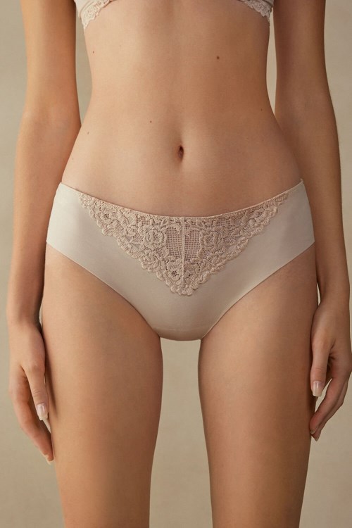 Intimissimi Pretty Flowers Seamless Cotton Panties Natural - 2280 - Silk Pink | 5028XIMCJ