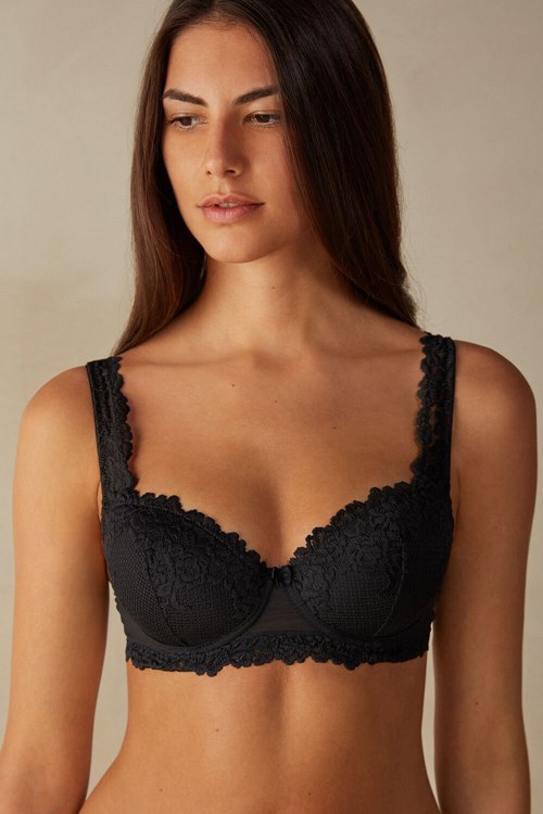 Intimissimi Pretty Flowers Sofia Balconette Bra Black - 019 - Black | 4267OAUCR