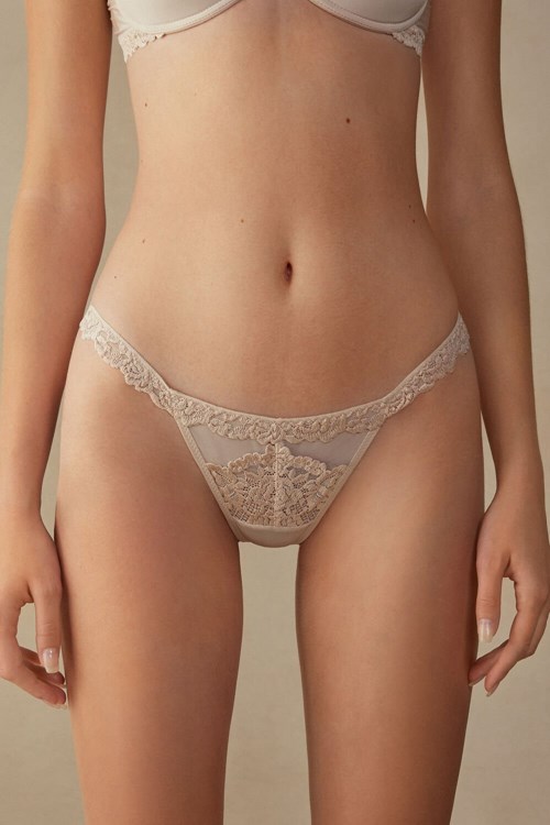 Intimissimi Pretty Flowers String Thong Natural - 2280 - Silk Pink | 1784AJPHT