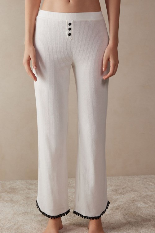 Intimissimi Pure Joy Full Length Cotton Pants Ivory - 2127 - Talc White | 6083UBWHA