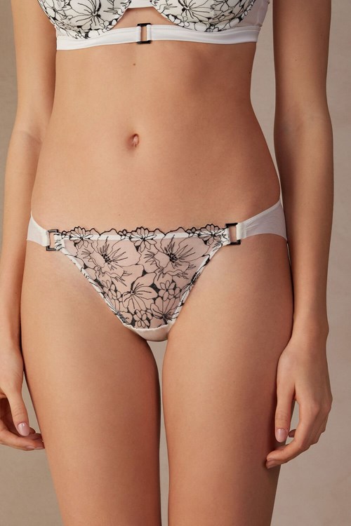 Intimissimi Pure Joy Panties Ivory - 4718 - Talc White / Black | 9705QTMXB