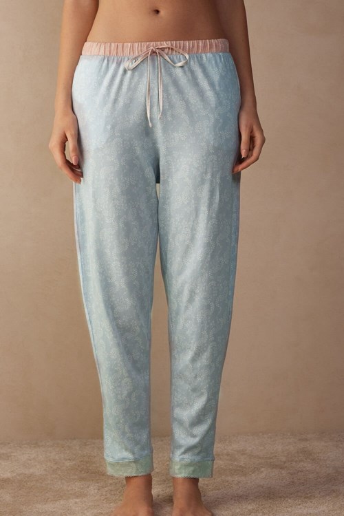 Intimissimi Romantic Cashmere Full Length Cotton Pants Light Blue - 226j - Romantic Cashmere Print | 6840QWRVX