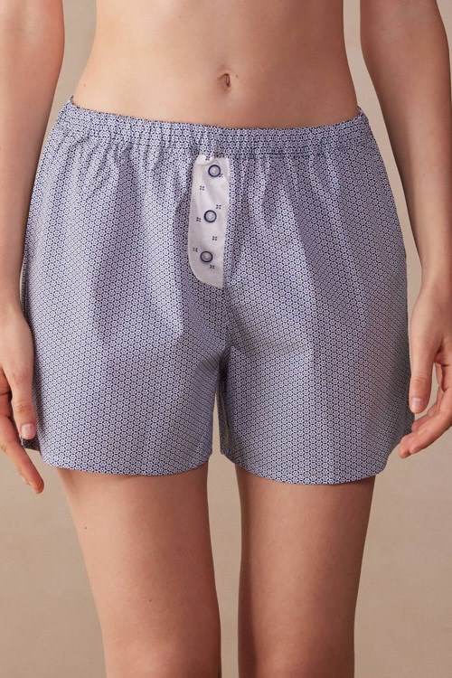 Intimissimi Santorini View Cotton Cloth Shorts Print - 246j - Blue Santorini Print | 2513PJSFA