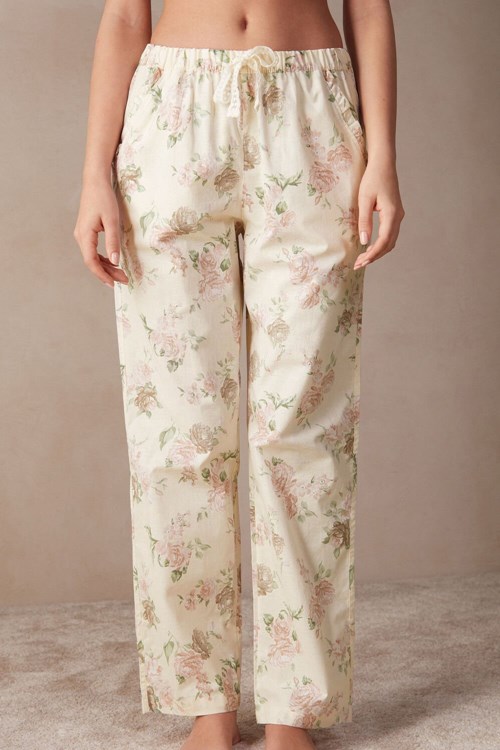 Intimissimi Scent of Roses Full Length Cotton Cloth Pants Print - 205j - Scent Of Roses Print | 3089LKQGP