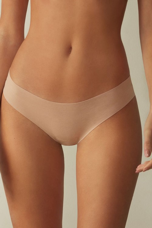 Intimissimi Seamless Supima® Cotton Brazilian Panties Natural - 044 - Soft Beige | 8419XUWPY