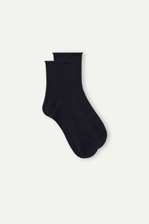 Intimissimi Short Socks in Stretch Supima® Cotton Blue - 016 - Blue | 8104NRUGO