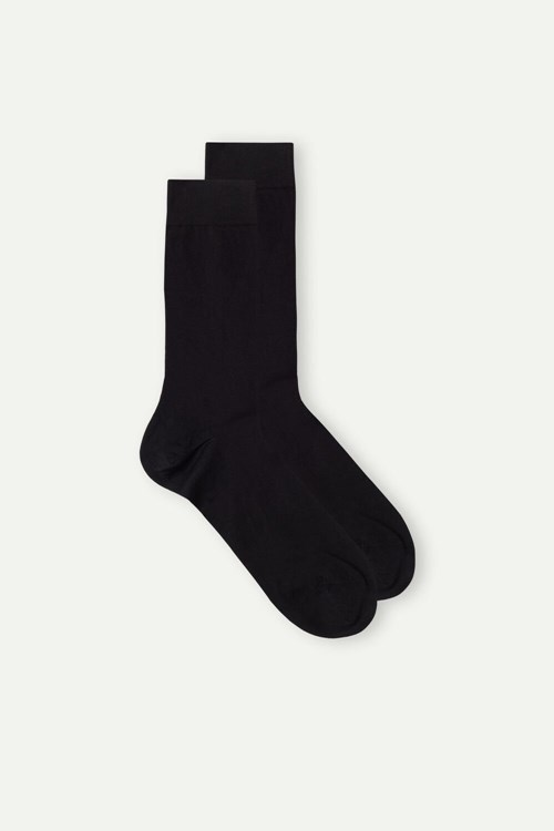 Intimissimi Short Socks in Stretch Supima® Cotton Black - 019 - Black | 9735XUELS