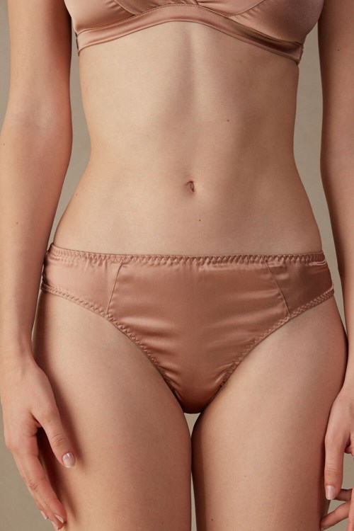 Intimissimi Silk Cheeky Briefs Natural - 163i - Satin Pink | 9231VDMRQ