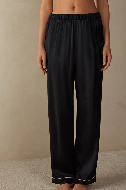 Intimissimi Silk Satin Pajama Pants Black - 019 - Black | 7502NOCYH