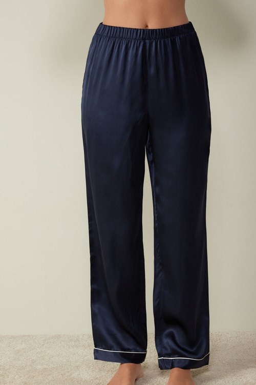 Intimissimi Silk Satin Pajama Pants Blue - 3094 - Ink Blue | 1934QVMBA