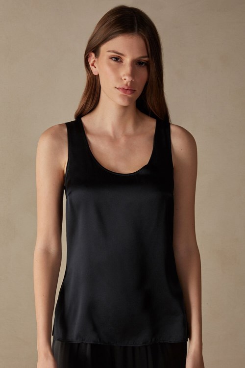 Intimissimi Silk and Modal Tank Top Black - 019 - Black | 3945GDESV